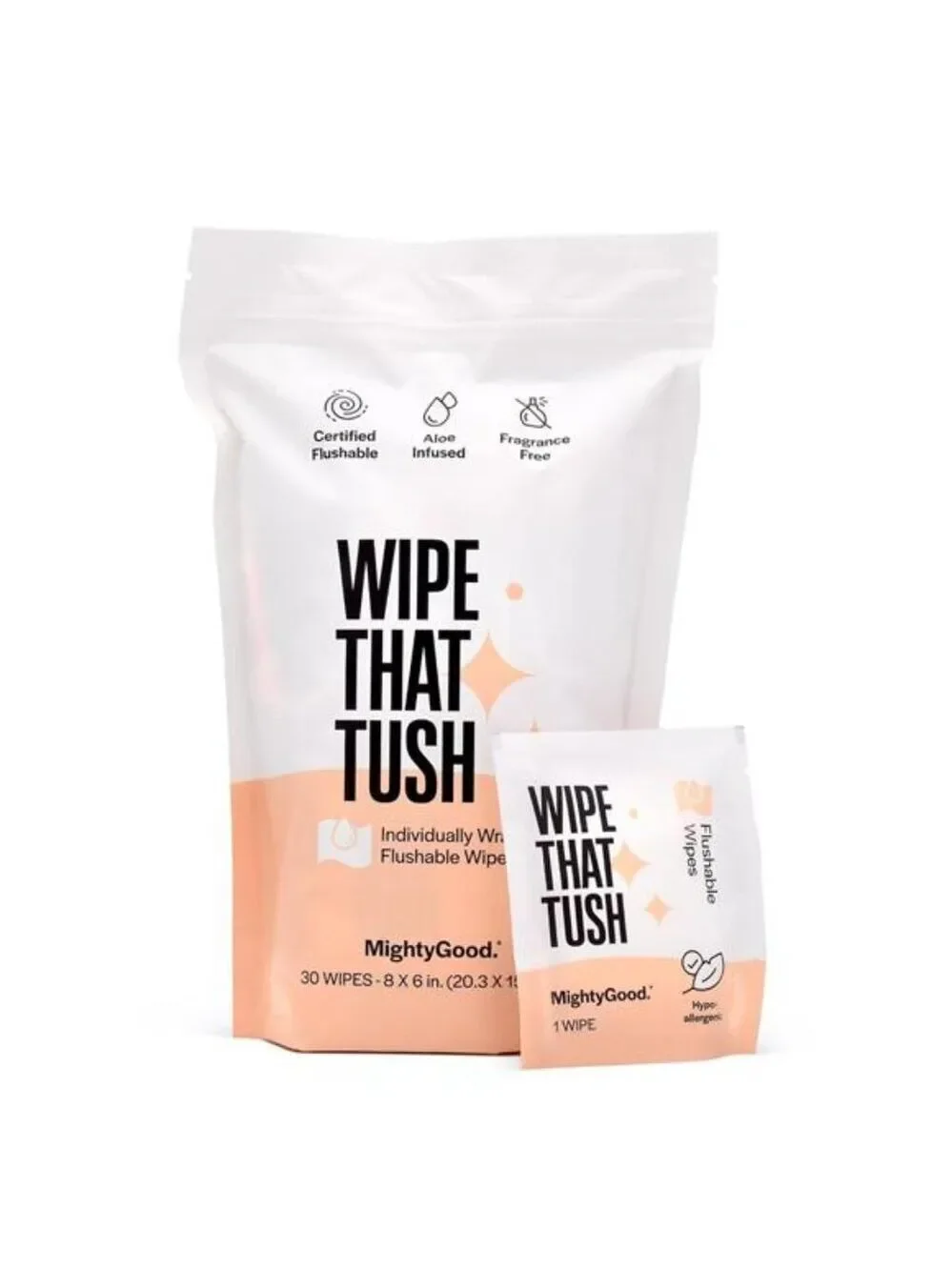 Flushable Wipes Travel Pack 30 Count Hypoallergenic Aloe Moist Toilet Wipes